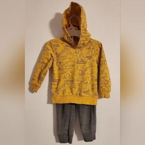Yellow Construction Print Kids Hoodie